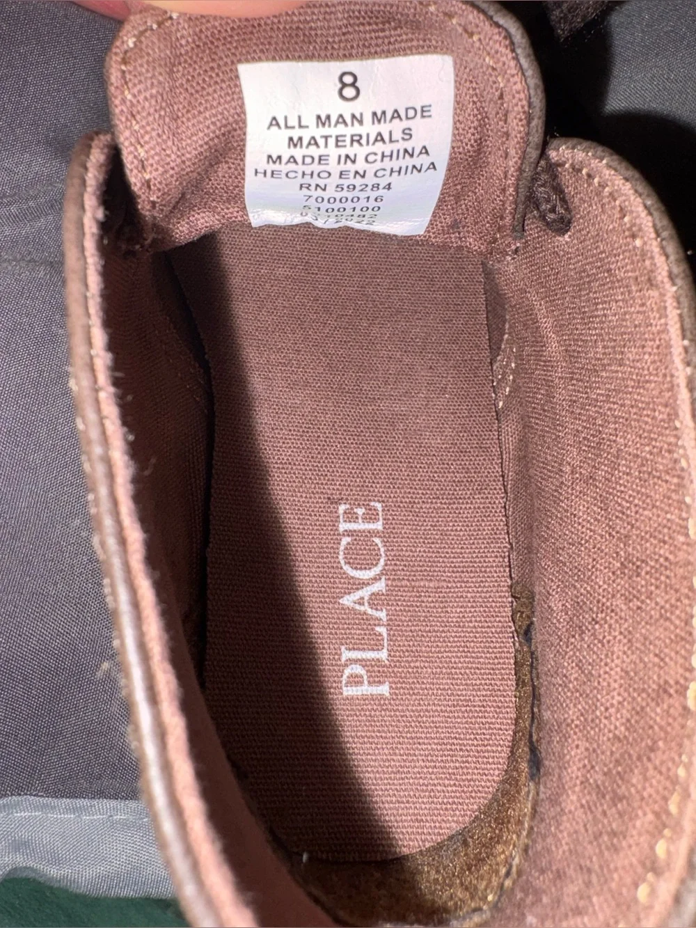 Place Kids Brown Lace-Up Ankle Boots.  Boys Toddler  size 8
